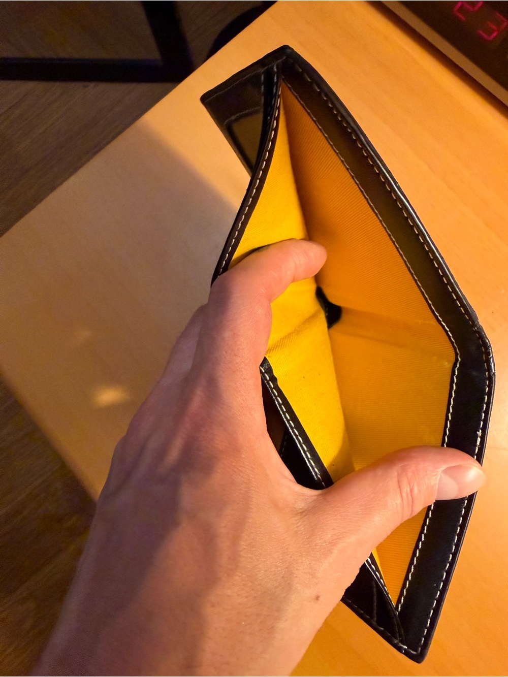 Black Fashion inspired Bifold Wallet with Bright Yellow Interior - Picture 6 of 6
